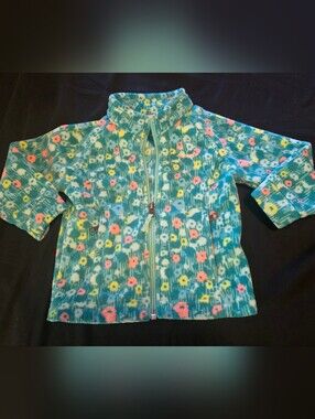 Fleece Sweater Toddler Full Zip Columbia Teal Green Multicolored Patterned 2T